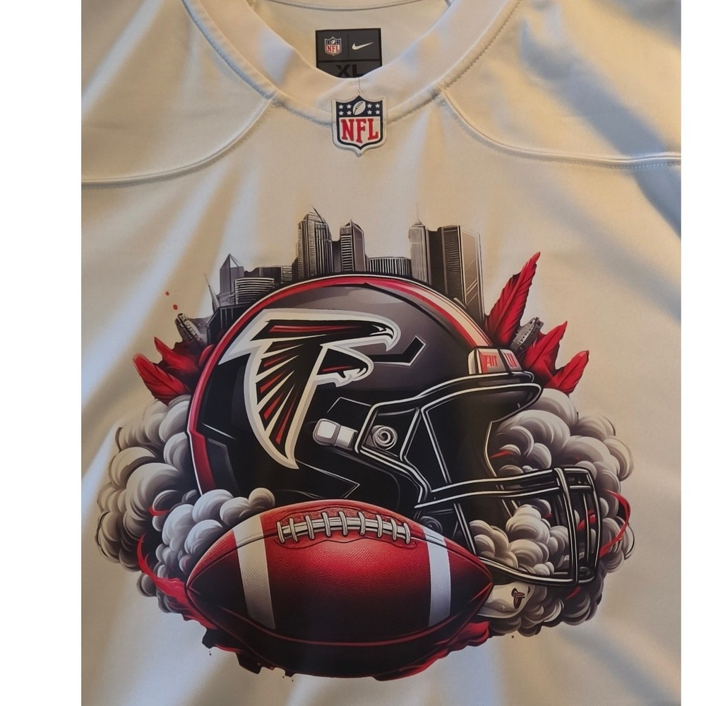 Nike Football Jersey Mens XL White Excellent Atlanta Falcons Skyline Graphic - Picture 2 of 8